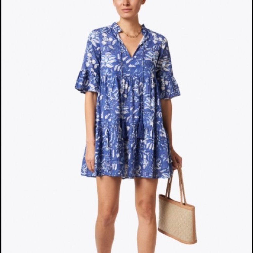 JUDE CONNALLY Maria Blue Floral Cotton Voile Dress